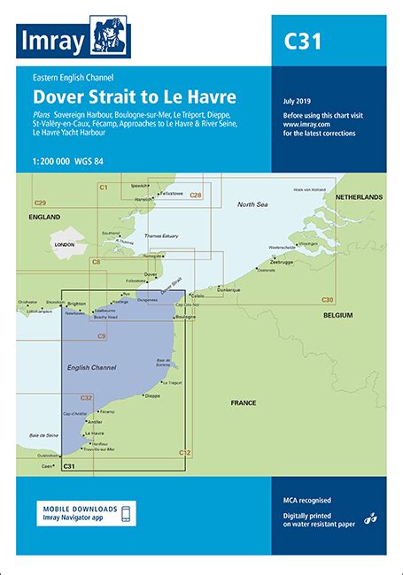 C31 Dover Strait To Le Havre Imray Chart Fecamp Dorset Coast Marine