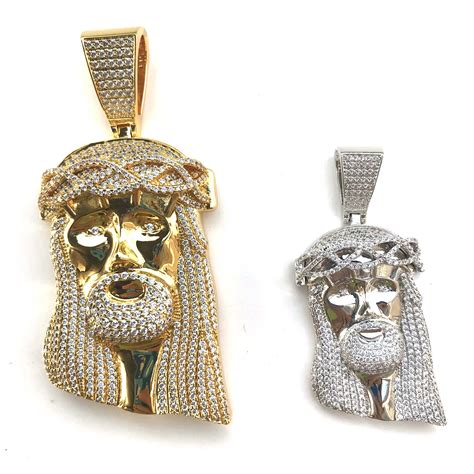 High Quality Iced Out Gold Plating Jesus Pendant In Chain Necklaces
