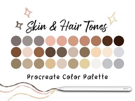 Skin And Hair Tones Procreate Color Palette Procreate Swatches