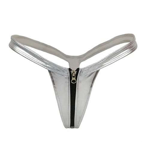 wholesale gender sexy zipper thongs open crotch women g strings micro bikini tangas t back