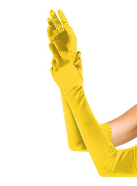 Satin Gloves Extra Long Yellow