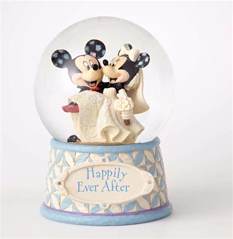 Jim Shore Mickey And Minnie Wedding Water Ball Snow Globe Disney T