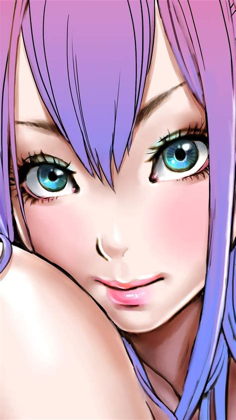 Fondos De Pantalla Chica Anime De Pelo Morado Ojos Azules 2880x1800 Hd