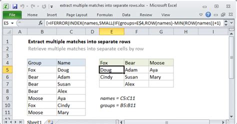 Extract Multiple Matches Into Separate Rows Excel Formula Exceljet