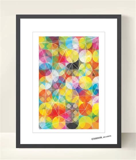 Geometric Print Art Poster Bright Colors Circles