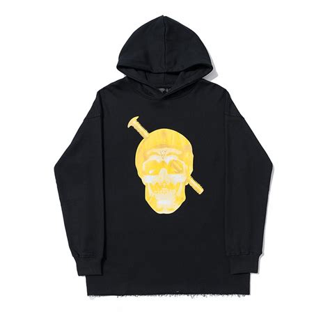 Vlone Screw Skull Head Yellow Logo Hoodie