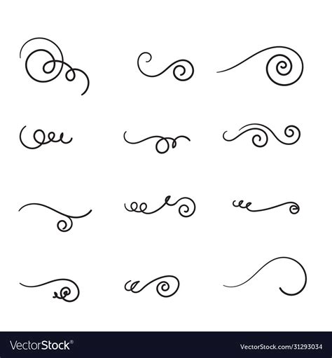Hand Drawn Flourishes Swirls Text Dividers Vector Image