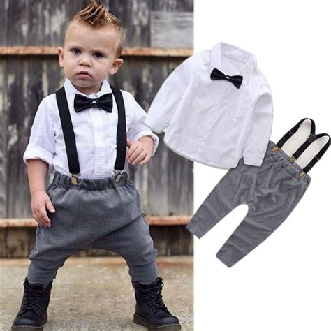 Little Gentleman Costume Newborn Baby Boy Clothes White T