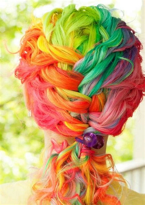 Amazing Rainbow Braid Rainbow Hair Funky Hair Colors Hair Styles
