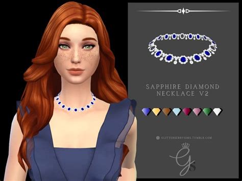 Sapphire Diamond Necklace V2 Glitterberry Sims Sims Sims Hair