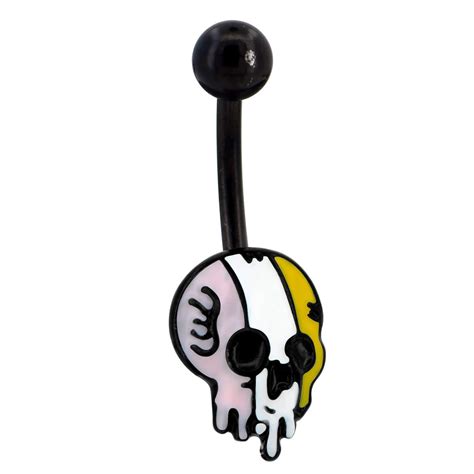 14g Skull Ruby Belly Button Ring Belly Button Rings Skull Belly