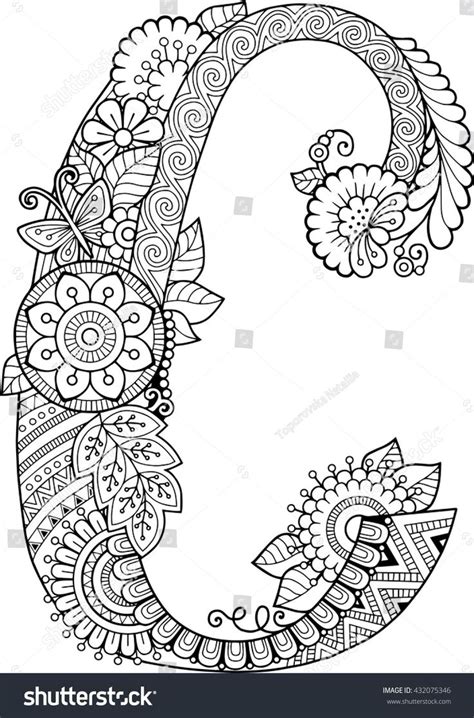 When the kids are busy coloring whimsical characters, adults can have more fun coloring patterns. Coloring book for adults. Floral doodle letter. Hand drawn ...