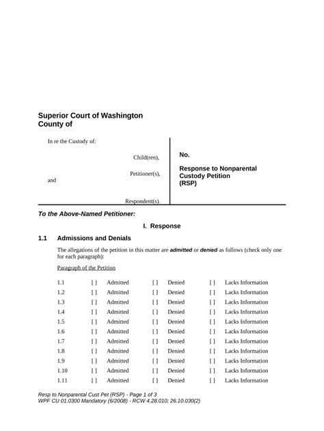 Wpf Cu 010300 Response To Nonparental Custody Petition Rsp