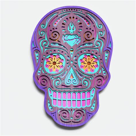 Multilayer Sugar Skull Mandala S4 Dxf Svg Vector Mexican Etsy