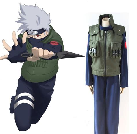 Naruto Shippuden Hatake Kakashi Cosplay Costume Full Set Leaf Village Konoha Jounin Uniform