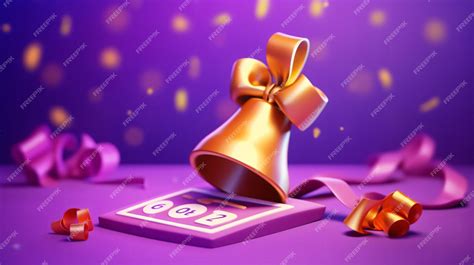 Premium Ai Image A Gold Bell With A Bow On It Sits On A Purple