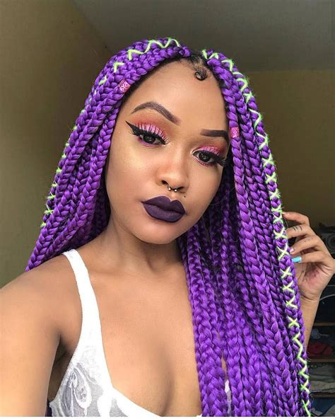 21 Stunning Purple Ombre Hair Color Ideas For 2019 Box Braids Styling African Braids