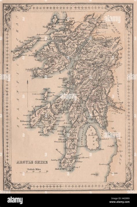 Decorative Antique County Map Of Argyleshire Argyll Fullarton 1868