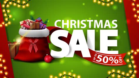 Christmas Sale Up To 50 Off Green Discount Banner With Large Letters