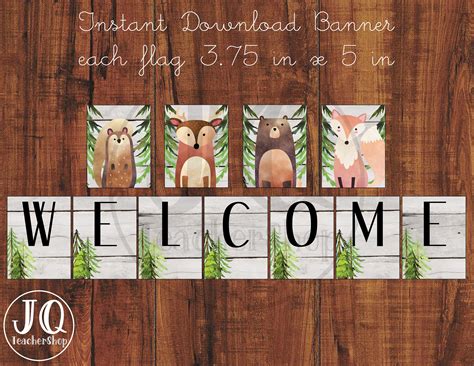Printable Welcome Woodland Theme Banner Forest Theme Etsy Forest