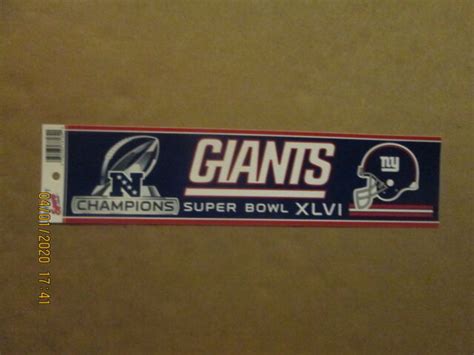 Nfl New York Giants Vintage Nfc Champions Super Bowl Xlvi Logo Bumper