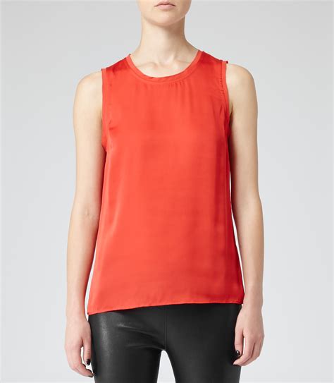 Lyst Reiss Constance Simple Sleeveless Top In Red
