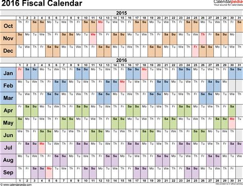 Fiscal Calendars 2016 Free Printable Pdf Templates
