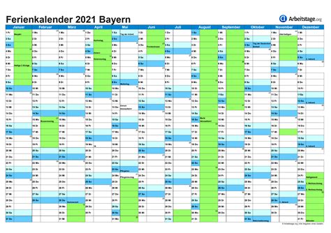 Kalender 2021 mit kalenderwochen und den schulferien und feiertagen von bayern. Ferien Bayern 2020, 2021