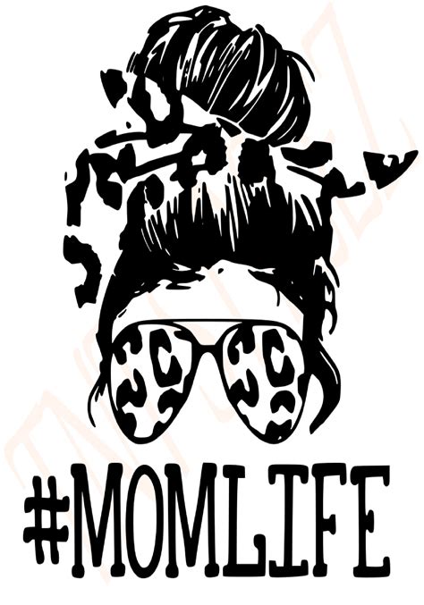 Mom Life Messy Bun Leopard Print SVG Etsy