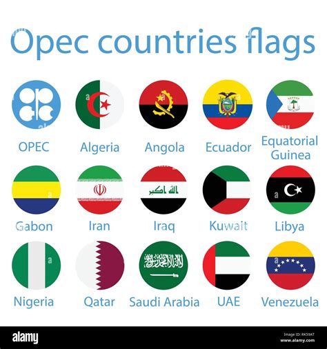 Vector Illustration Icon Set Collection Of Opec Members Countries