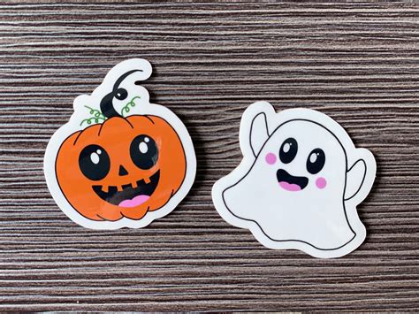 Cute Halloween Stickers Set 2 Stickers Pumpkin And Ghost Etsy