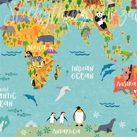 Childrens World Map Decal Poster World Map Wall Sticker