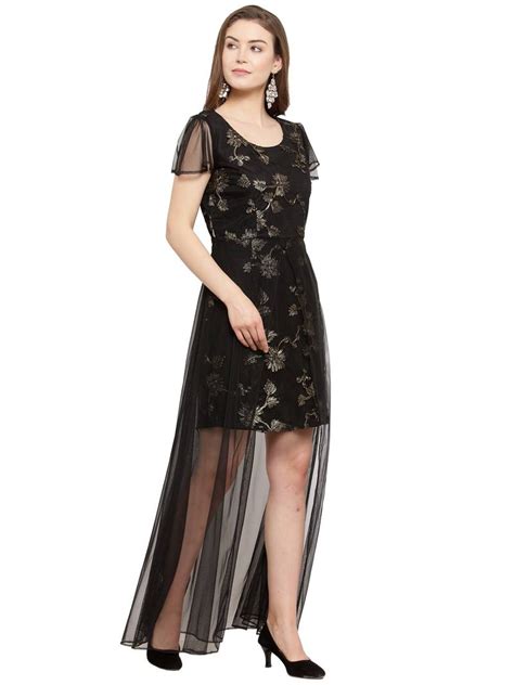 Black Plain Net Maxi Dresses Just Wow 3170228