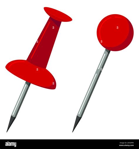 Red Push Office Map Pin Markers Icon Set Isolated On White Background
