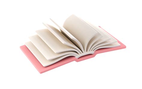 3d icon open book school diary with white paper blank pages and bookmark cartoon minimal style