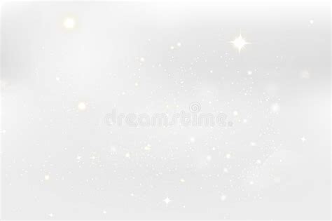 White Abstract Background Golden Stars Glitter Bokeh Christmas Winter
