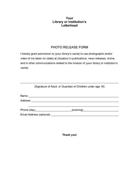 Free Printable Photo Release Form Printable Free Templates Download