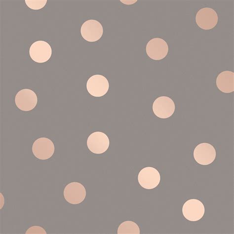 Polka Dots Wallpaper Rose Gold Grey Metallic Shimmer Charcoal Children