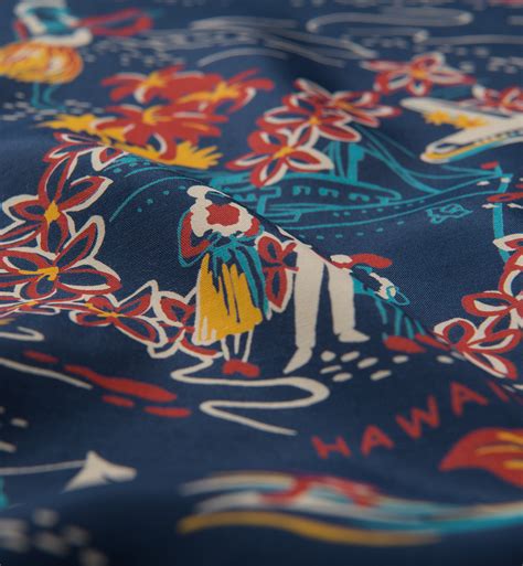 Japanese Navy Aloha Print Rayon Shirts By Proper Cloth