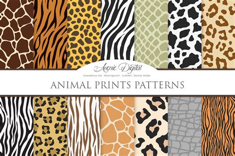 Animal Print Vector Patterns Safari Seamless Digital Papers 44866