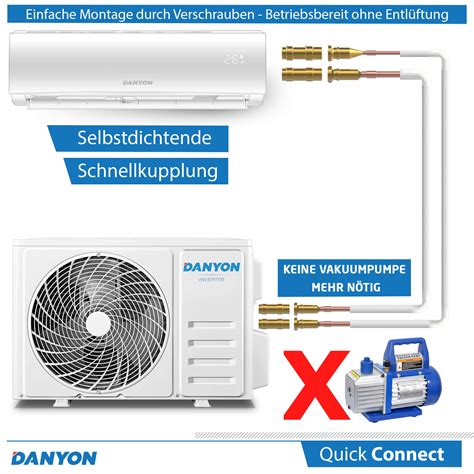 DANYON Quick Connect Split Klimaanlage Klimagerät 12000BTU WLAN 3 4kW