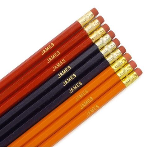 Personalized Pencils Custom Pencil Set Of 9 Stamped Name Etsy
