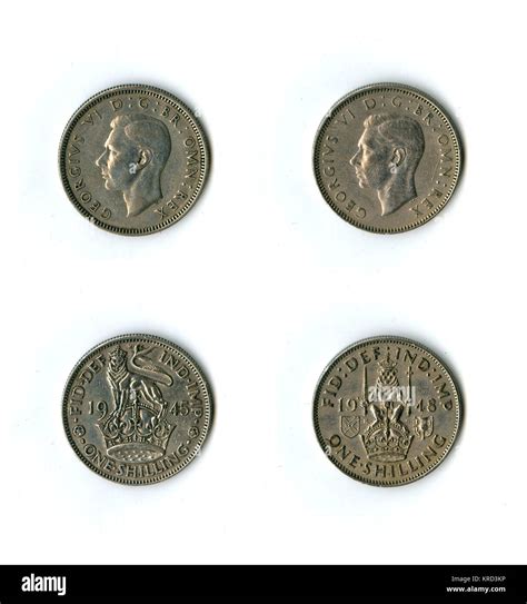 British Coins Two George Vi Shillings Stock Photo Alamy