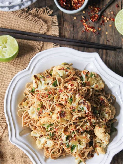 Ginger Scallion Soba Noodles With Roasted Cauliflower Domesticate Me