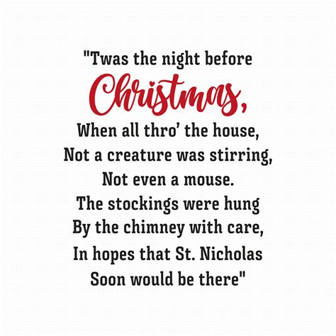 Twas The Night Before Christmas Words Printable