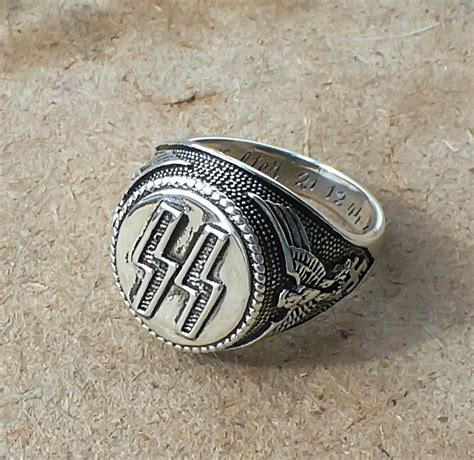 Wwii The German Ring Waffen Ss Silver 925 Size 10