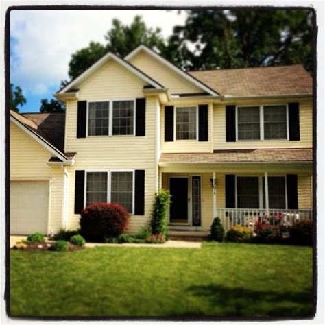 See more ideas about yellow houses, house colors, house exterior. Yellow house, black shutters!! | Home stuff | Pinterest ...