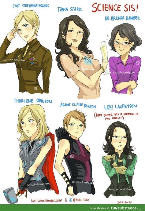 Genderbent Avengers Funsubstance Female Avengers Avengers Marvel
