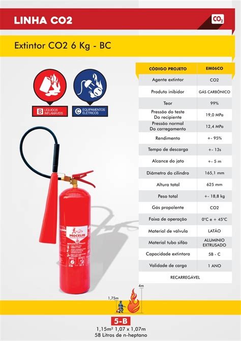 Extintor Co2 6kg Completo Novo Validade 1 Ano Certificado