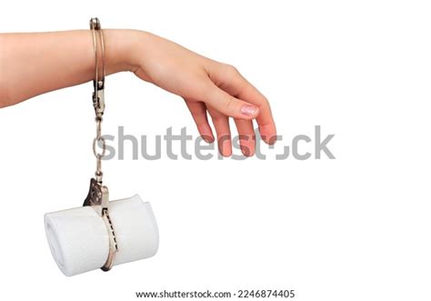 Womans Hand Handcuffed Toilet Paper Background Stock Photo Shutterstock